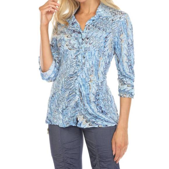 CARINE Tops - NEW CARINE sabrina 3/4 sleeves shirt in tidal drift